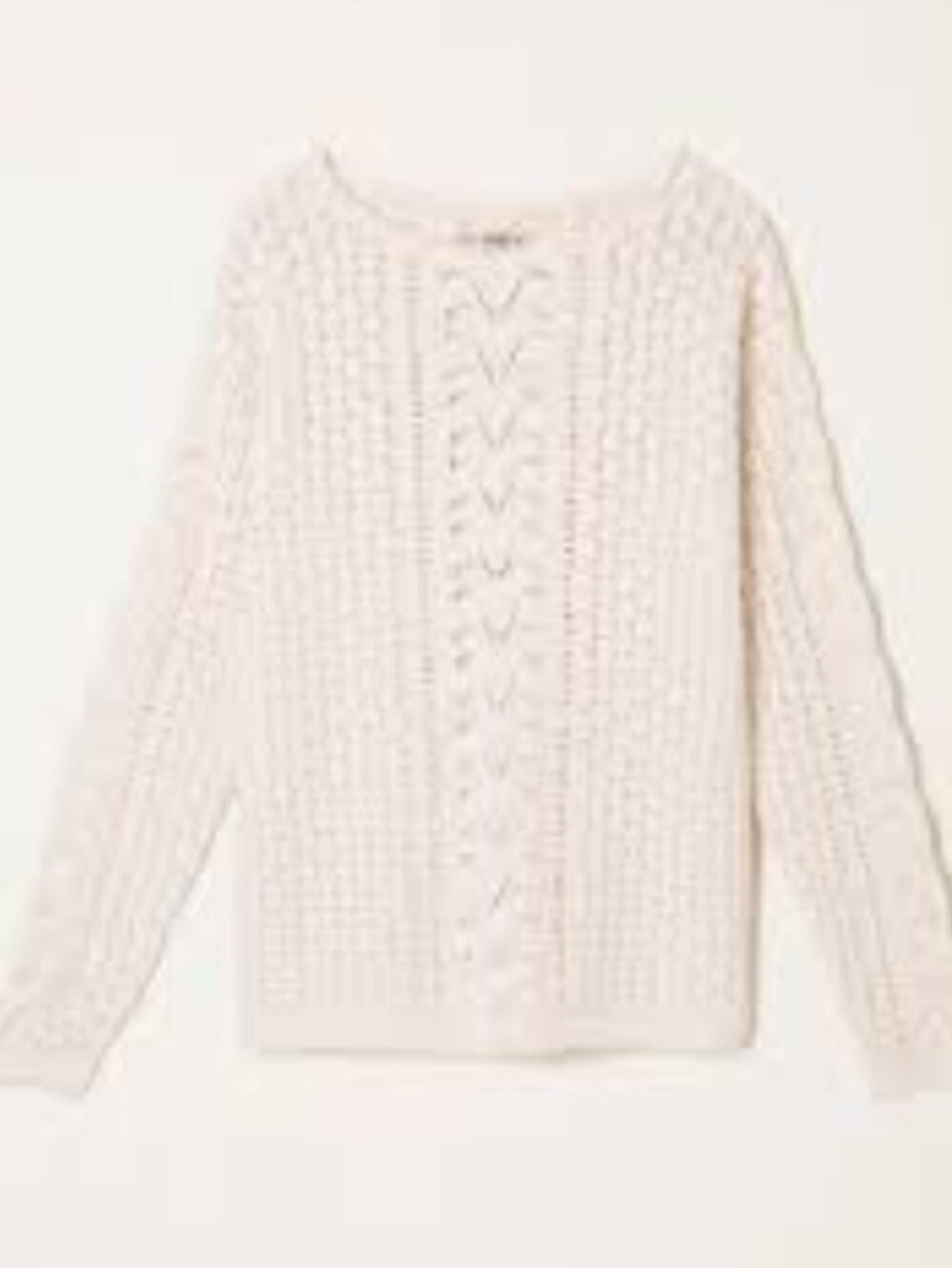 Fat Face Cream Openwork Crewneck Sweater Size 8 - Picture 4 of 12